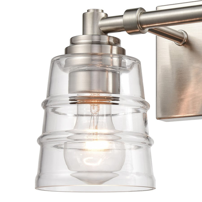 Atlas Lighting Pulsate 13''W 2Lt Vanity Light, Satin Nickel/Clear