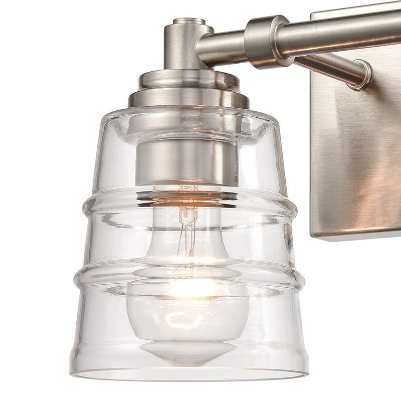 Atlas Pulsate 13in 2-Light Vanity Light | Transitional Satin Nickel and Clear Glass | Bathroom Vanity & Powder Room | Model WL11416-NK
