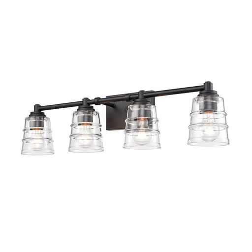 Atlas Lighting Pulsate 30.25'' Wide 4Lt Vanity Light, Black/Clear