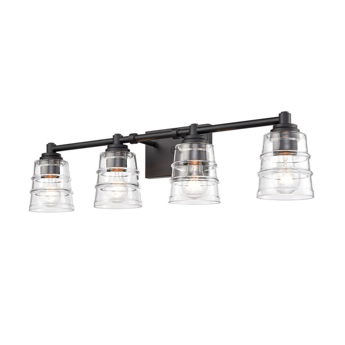 Atlas Lighting Pulsate 30.25'' Wide 4Lt Vanity Light, Black/Clear