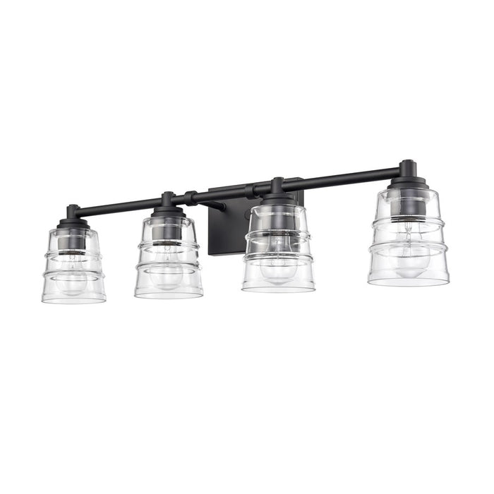 Atlas Lighting Pulsate 30.25'' Wide 4Lt Vanity Light, Black/Clear