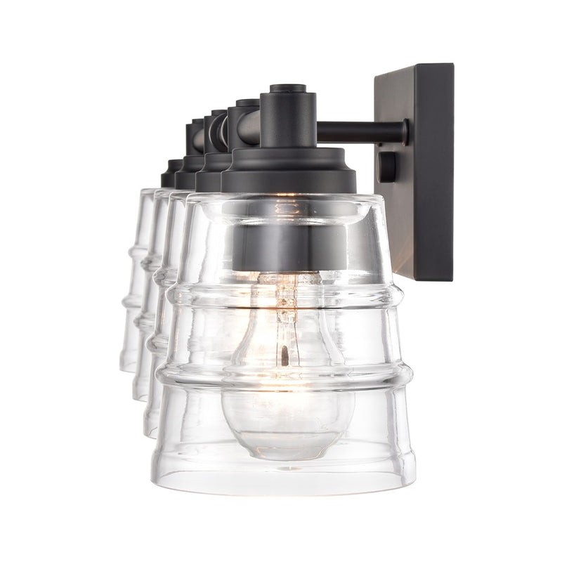 Atlas Lighting Pulsate 30.25'' Wide 4Lt Vanity Light, Black/Clear