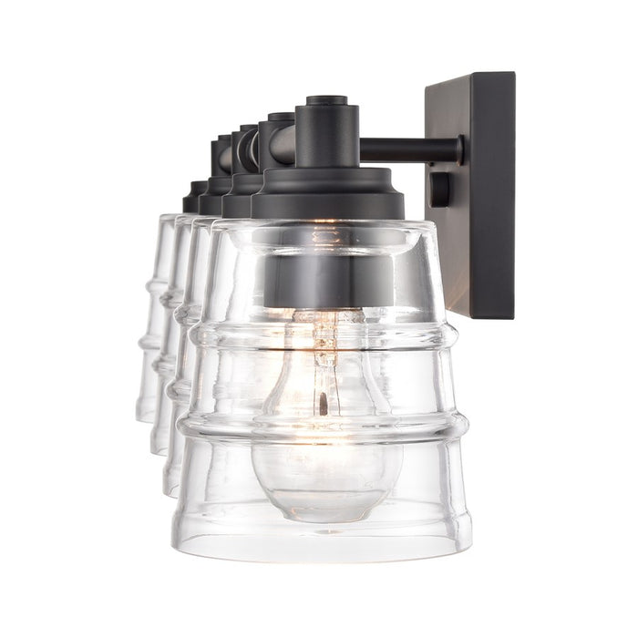 Atlas Lighting Pulsate 30.25'' Wide 4Lt Vanity Light, Black/Clear