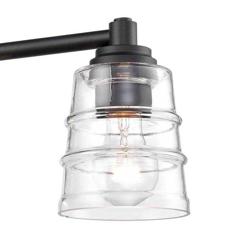 Atlas Pulsate 30in 4-Light Vanity Light | Transitional Matte Black and Clear Glass | Bathroom Vanity & Powder Room | Model WL11417-BK