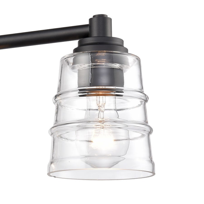 Atlas Lighting Pulsate 30.25'' Wide 4Lt Vanity Light, Black/Clear