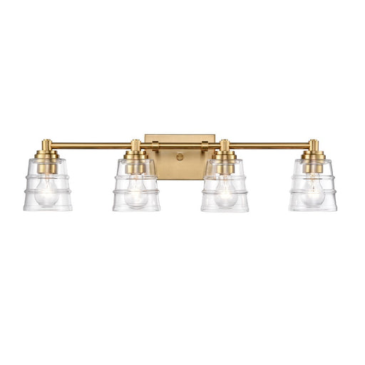 Atlas Lighting Pulsate 30.25'' Wide 4Lt Vanity Light, Brass/Clear