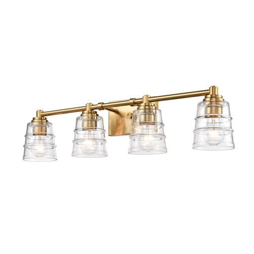 Atlas Lighting Pulsate 30.25'' Wide 4Lt Vanity Light, Brass/Clear