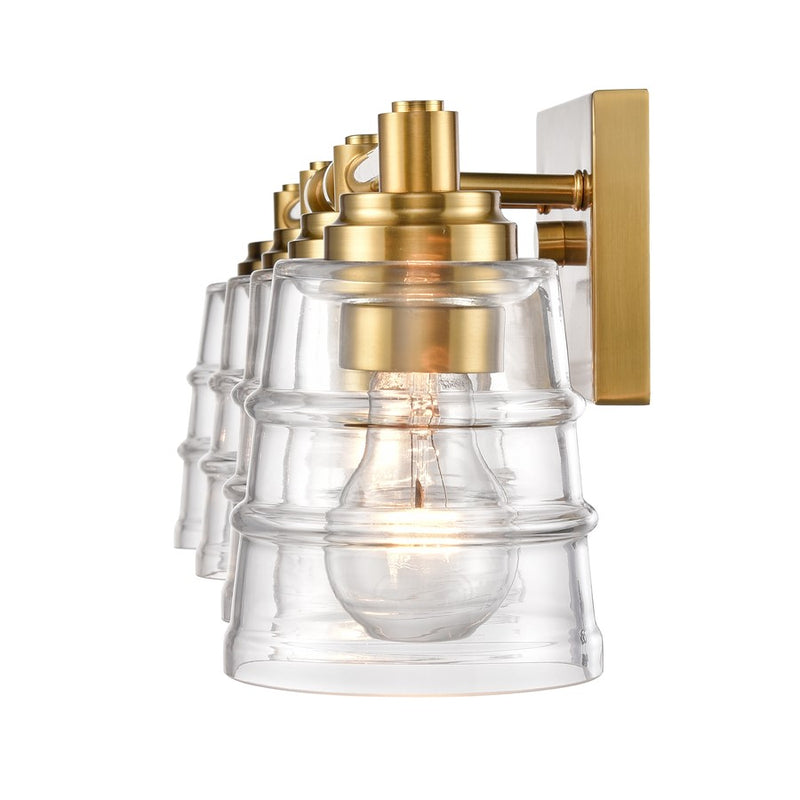 Atlas Lighting Pulsate 30.25'' Wide 4Lt Vanity Light, Brass/Clear
