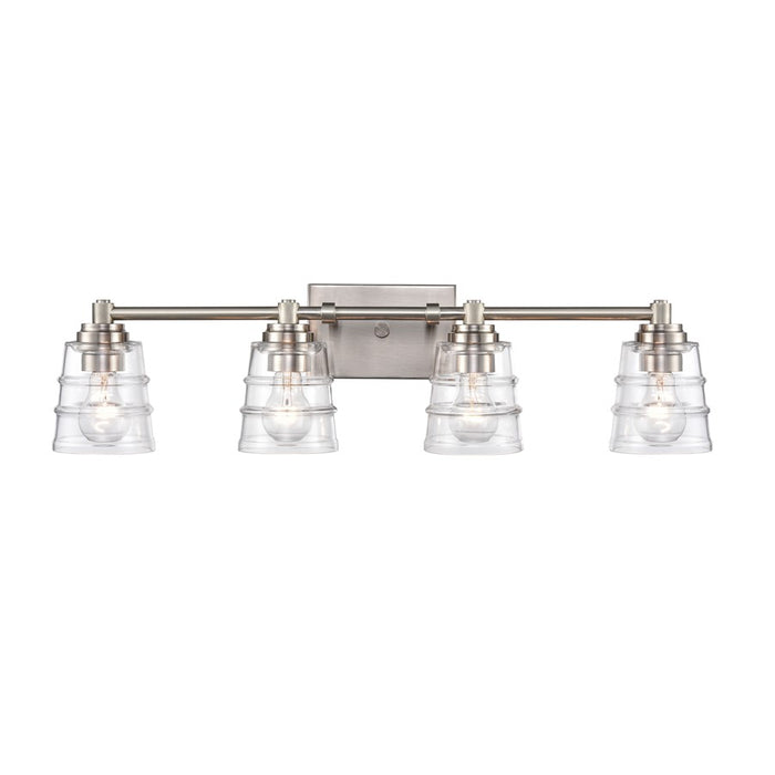 Atlas Lighting Pulsate 30.25'' Wide 4Lt Vanity Light, Nickel/Clear