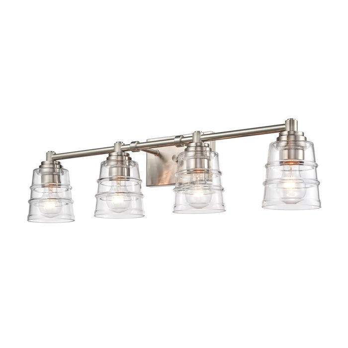 Atlas Lighting Pulsate 30.25'' Wide 4Lt Vanity Light, Nickel/Clear
