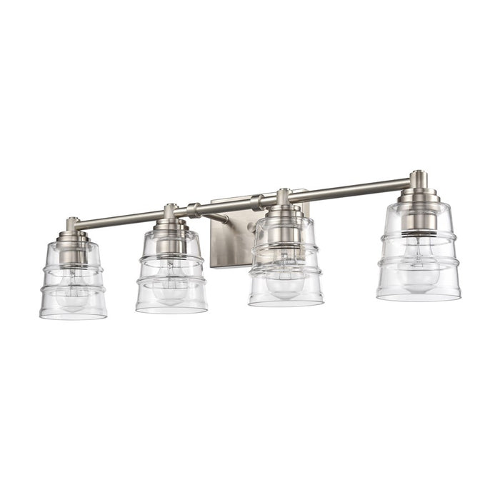 Atlas Lighting Pulsate 30.25'' Wide 4Lt Vanity Light, Nickel/Clear