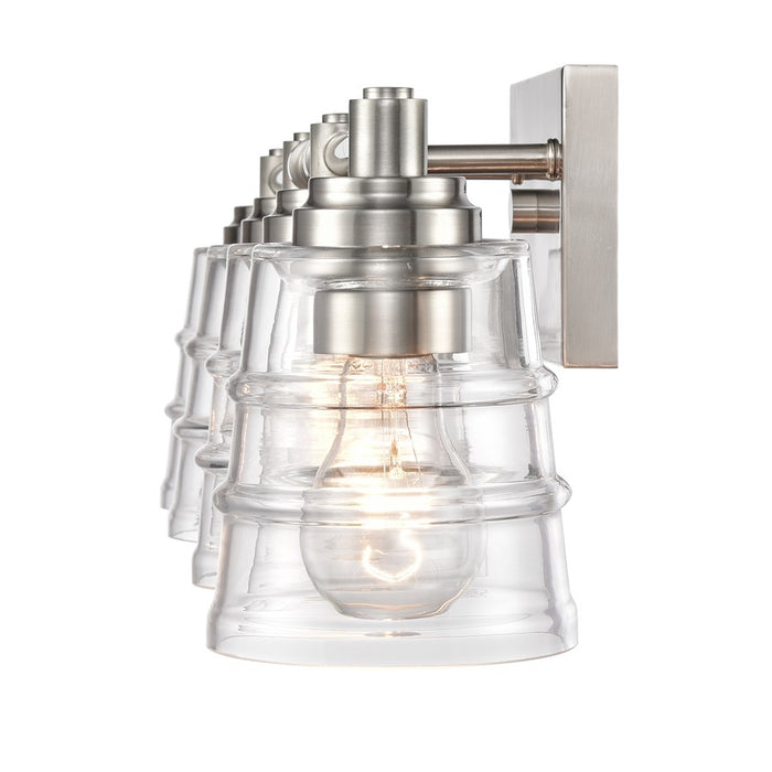 Atlas Lighting Pulsate 30.25'' Wide 4Lt Vanity Light, Nickel/Clear