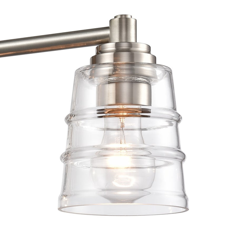 Atlas Pulsate 30in 4-Light Vanity Light | Transitional Satin Nickel and Clear Glass | Bathroom Vanity & Powder Room | Model WL11417-NK