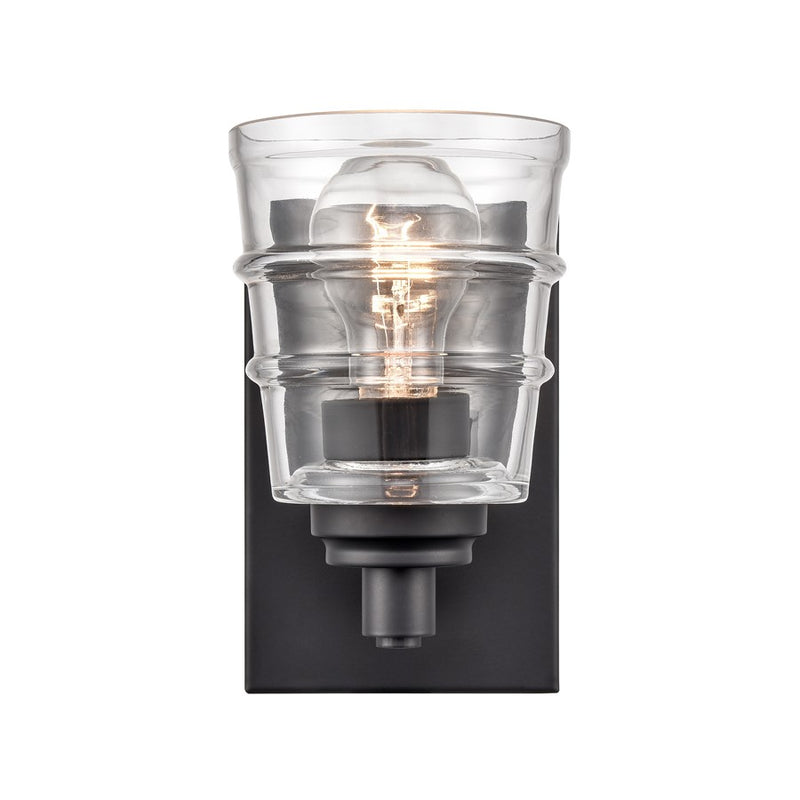 Atlas Lighting Pulsate 4.5''W 1Lt Vanity Light, Matte Black/Clear