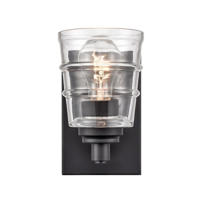Atlas Lighting Pulsate 4.5''W 1Lt Vanity Light, Matte Black/Clear