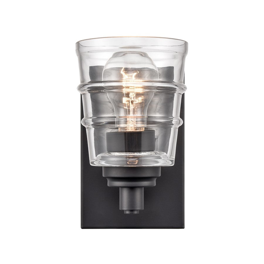 Atlas Lighting Pulsate 4.5''W 1Lt Vanity Light, Matte Black/Clear