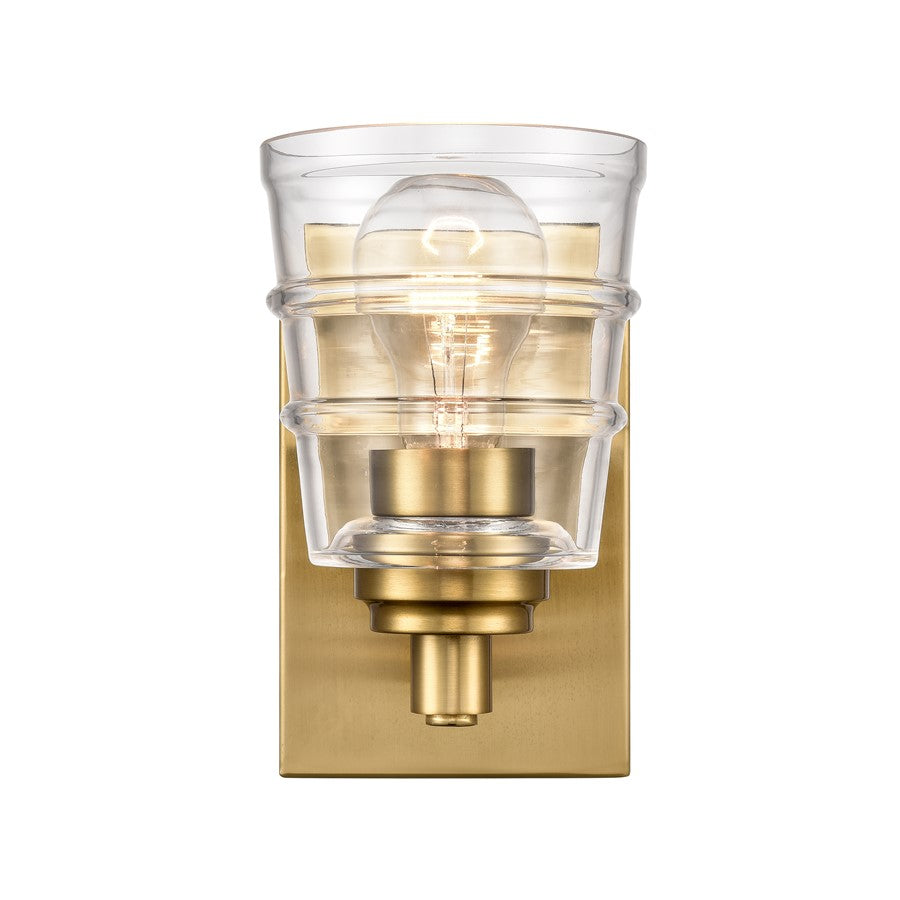 Atlas Lighting Pulsate 4.5''W 1Lt Vanity Light, Satin Brass/Clear