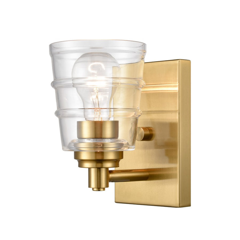 Atlas Lighting Pulsate 4.5in 1-Light Vanity Light | Transitional Satin Brass and Clear Glass | Bathroom Vanity | Model WL11418-BS