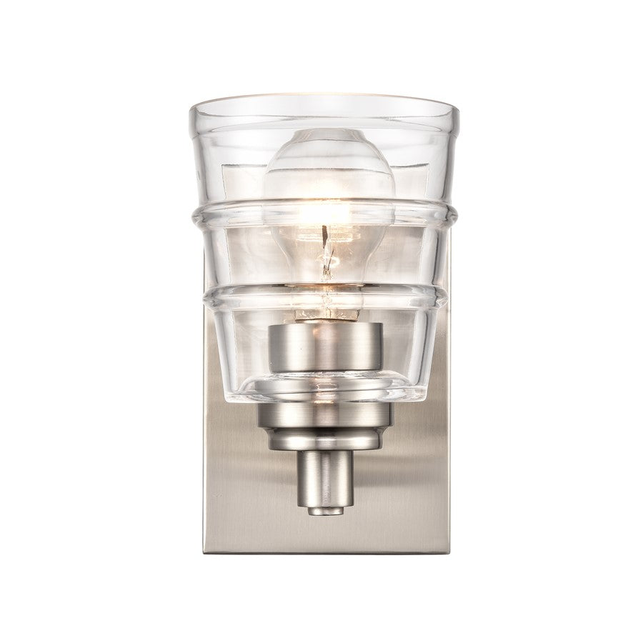 Atlas Lighting Pulsate 4.5'' Wide 1Lt Vanity Light, Nickel/Clear