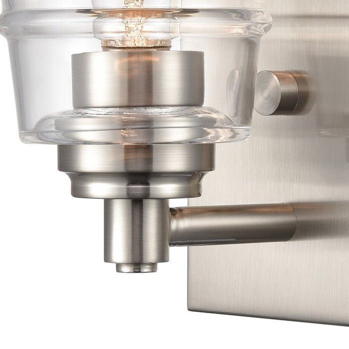 Atlas Lighting Pulsate 4.5'' Wide 1Lt Vanity Light, Nickel/Clear