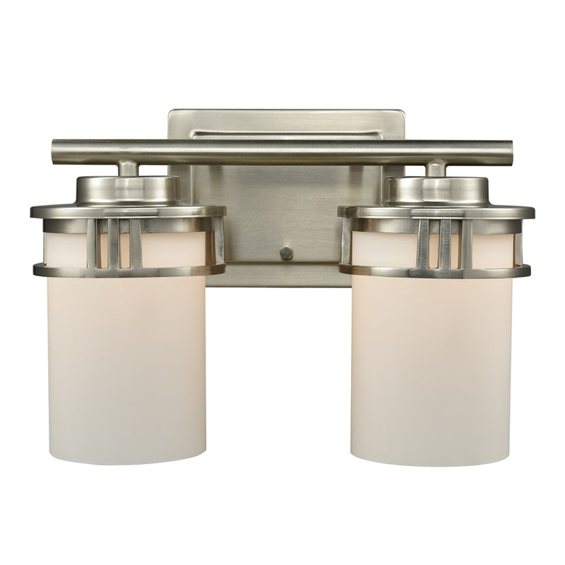 Atlas Lighting Ravendale 12in 2-Light Vanity Light | Transitional Brushed Nickel and White Frosted Glass | Bathroom Vanity | Model WL11420-NK