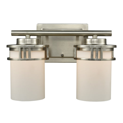 Atlas Lighting Ravendale 12'' Wide 2Lt Vanity Light, Nickel/White