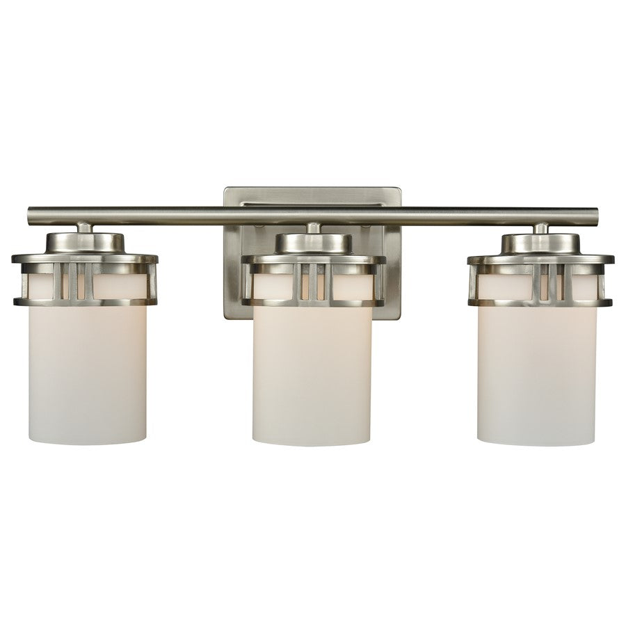 Atlas Lighting Ravendale 20'' Wide 3Lt Vanity Light, Nickel/White