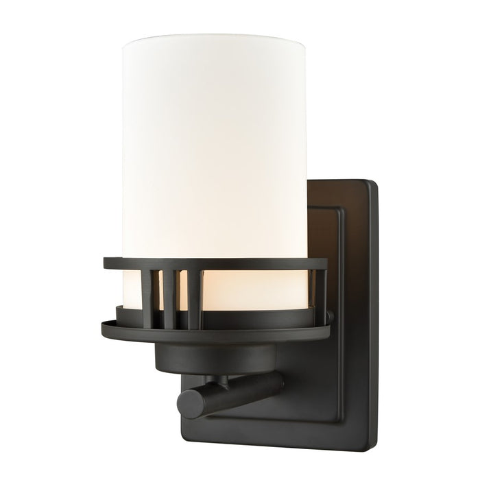 Atlas Lighting Ravendale 9''H 1Lt Sconce, Oil Rubbed Bronze/White