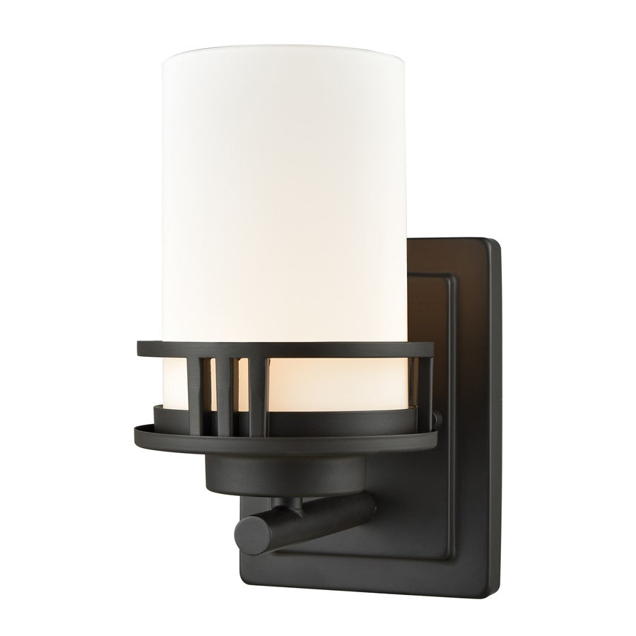 Atlas Lighting Ravendale 9''H 1Lt Sconce, Oil Rubbed Bronze/White