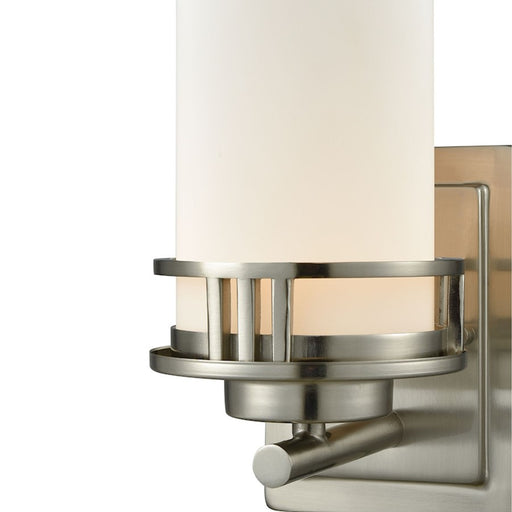 Atlas Lighting Ravendale 9'' High 1Lt Sconce, Brushed Nickel/White