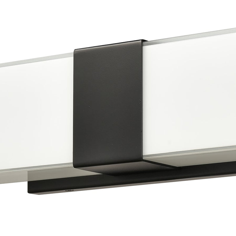 Atlas Lighting Reciprocate 25in 2-Light Vanity Light | Modern Matte Black and White Glass | Bathroom Vanity | 25 x 3.5 x 5.25 in | Model WL11423-BK