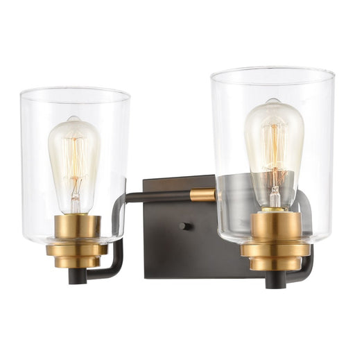 Atlas Lighting Robins 14'' Wide 2Lt Vanity Light, Matte Black/Clear