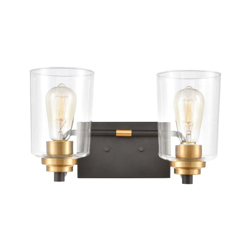 Atlas Lighting Robins 14'' Wide 2Lt Vanity Light, Matte Black/Clear