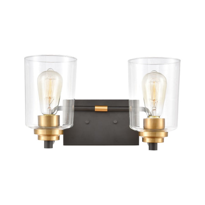 Atlas Lighting Robins 14'' Wide 2Lt Vanity Light, Matte Black/Clear