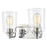 Atlas Lighting Robins 14''W 2Lt Vanity Light, Chrome/Clear Glass