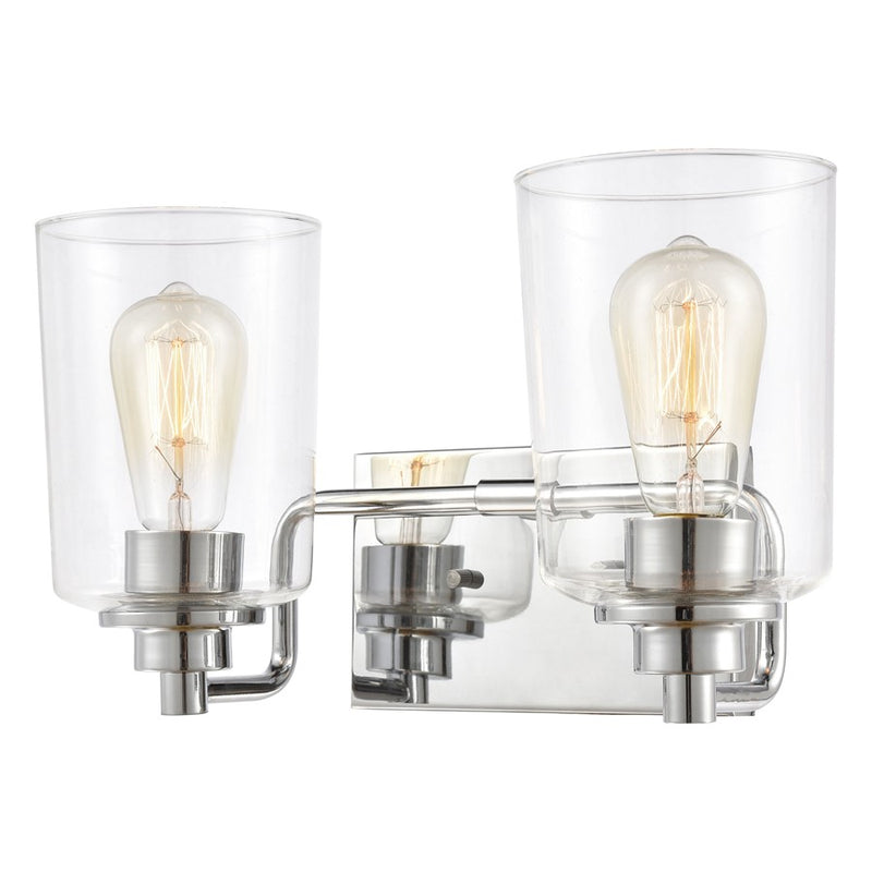 Atlas Lighting Robins 14in 2-Light Vanity Light | Transitional Polished Chrome and Clear Glass | Bathroom Vanity | 14 x 7 x 8 in | Model WL11428-CH