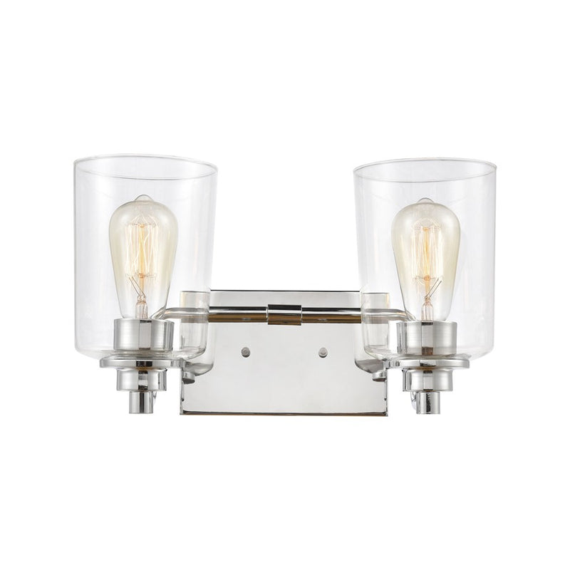 Atlas Lighting Robins 14''W 2Lt Vanity Light, Chrome/Clear Glass