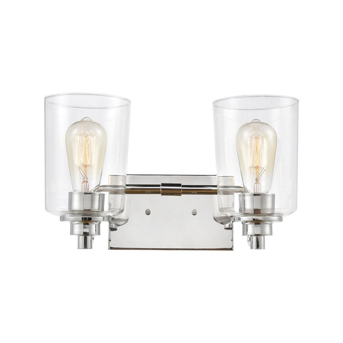 Atlas Lighting Robins 14''W 2Lt Vanity Light, Chrome/Clear Glass