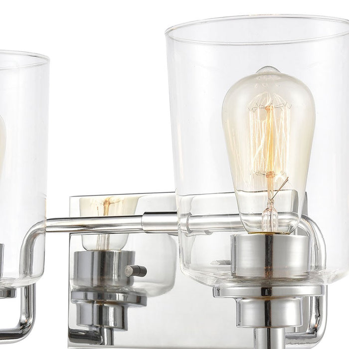 Atlas Lighting Robins 14''W 2Lt Vanity Light, Chrome/Clear Glass