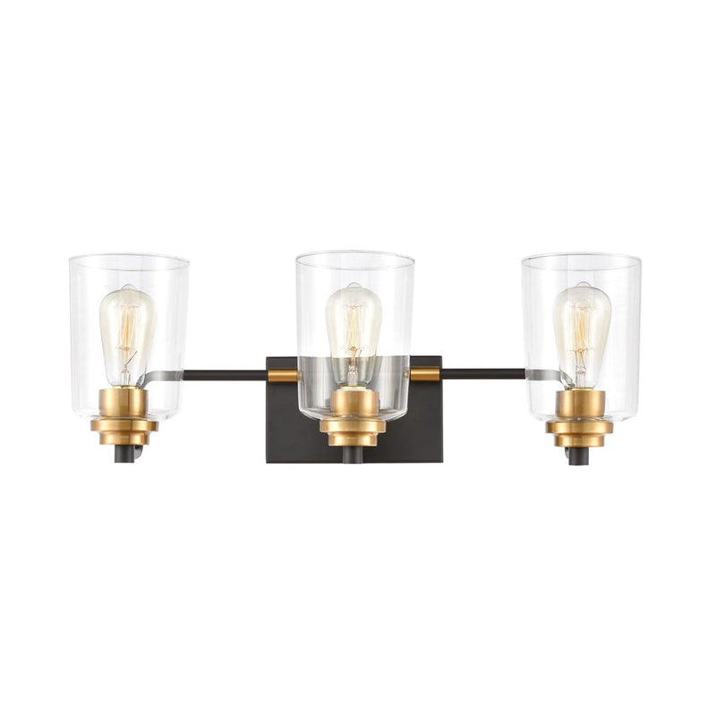 Atlas Lighting Robins 23in 3-Light Vanity Light | Transitional Matte Black and Clear Glass | Bathroom Vanity | 23 x 7 x 8 in | Model WL11429-BK