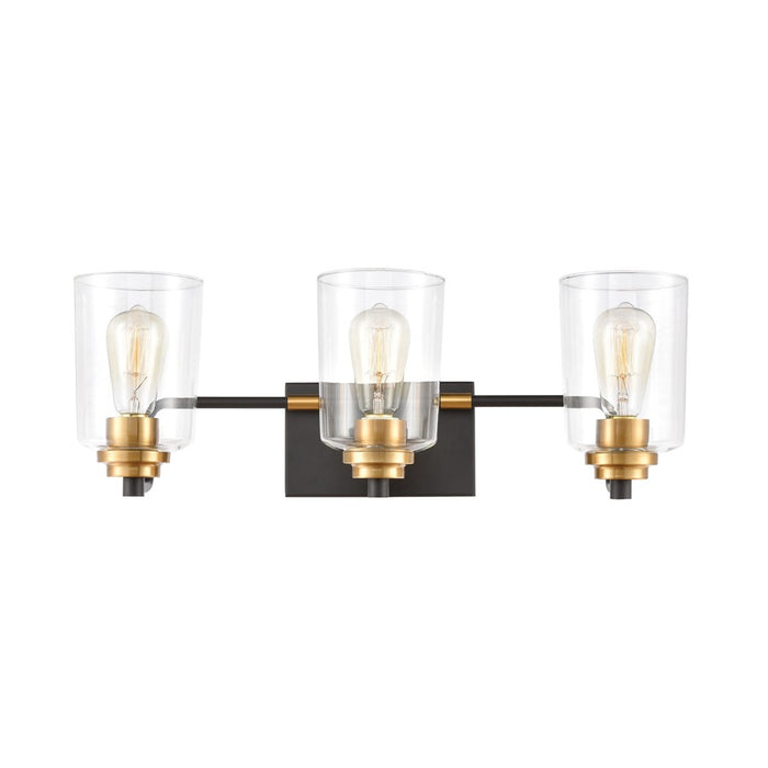 Atlas Lighting Robins 23'' Wide 3Lt Vanity Light, Matte Black/Clear