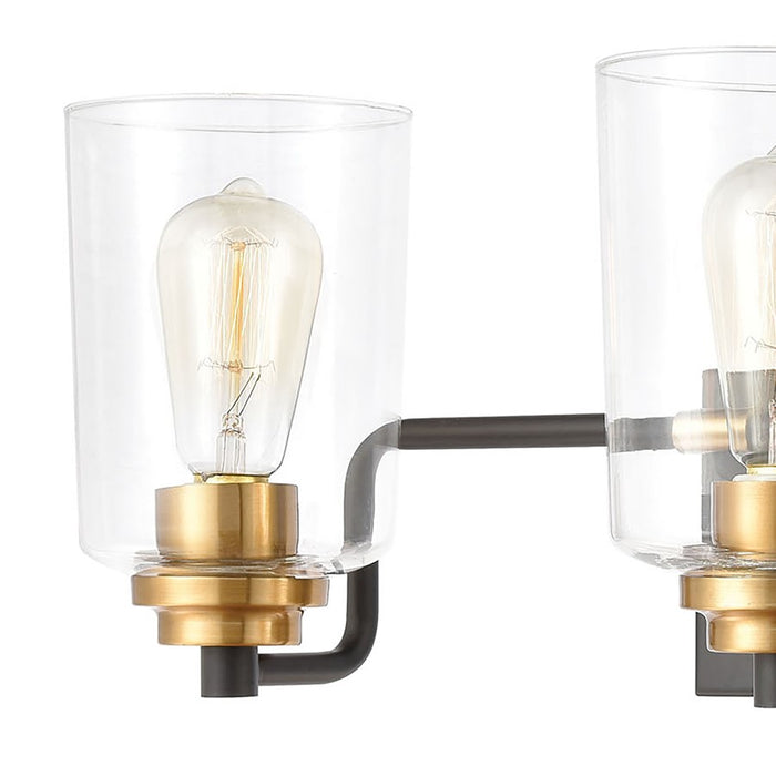 Atlas Lighting Robins 23'' Wide 3Lt Vanity Light, Matte Black/Clear