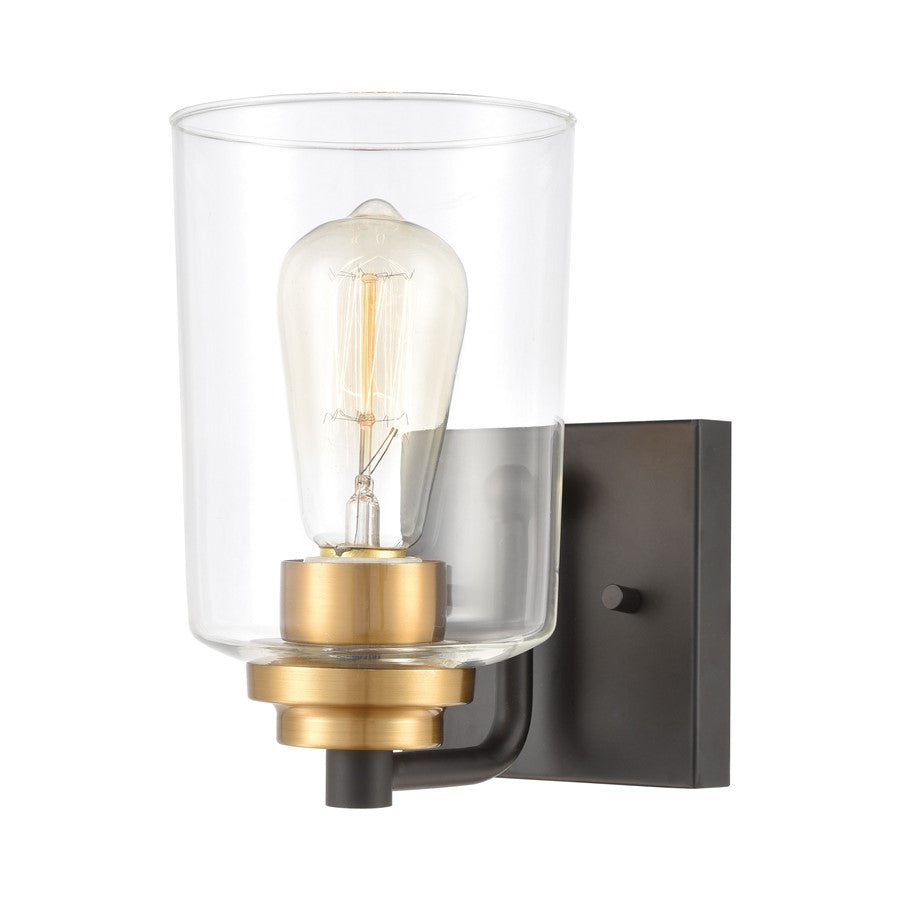 Atlas Lighting Robins 8'' High 1Lt Sconce, Matte Black/Clear
