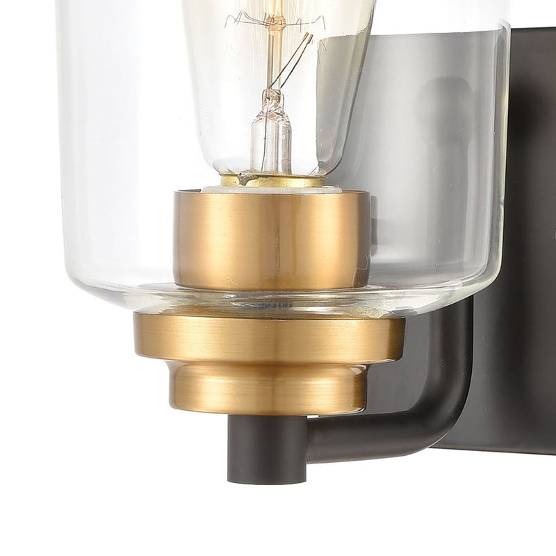 Atlas Lighting Robins 8in 1-Light Wall Sconce | Transitional Matte Black and Clear Glass | Bathroom & Hallway | 4.75 x 7 x 8 in | Model WL11430-BK