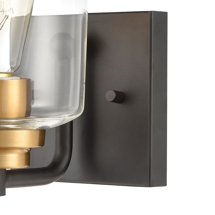 Atlas Lighting Robins 8'' High 1Lt Sconce, Matte Black/Clear