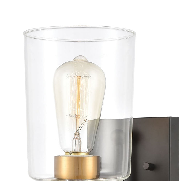 Atlas Lighting Robins 8'' High 1Lt Sconce, Matte Black/Clear