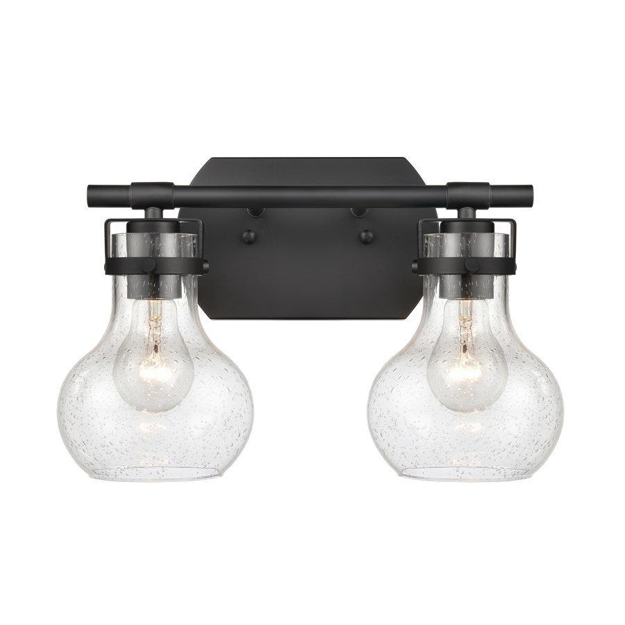 Atlas Lighting Salamanca 15.5'' Wide 2Lt Vanity Light, Black/Clear