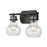 Atlas Lighting Salamanca 15.5'' Wide 2Lt Vanity Light, Black/Clear