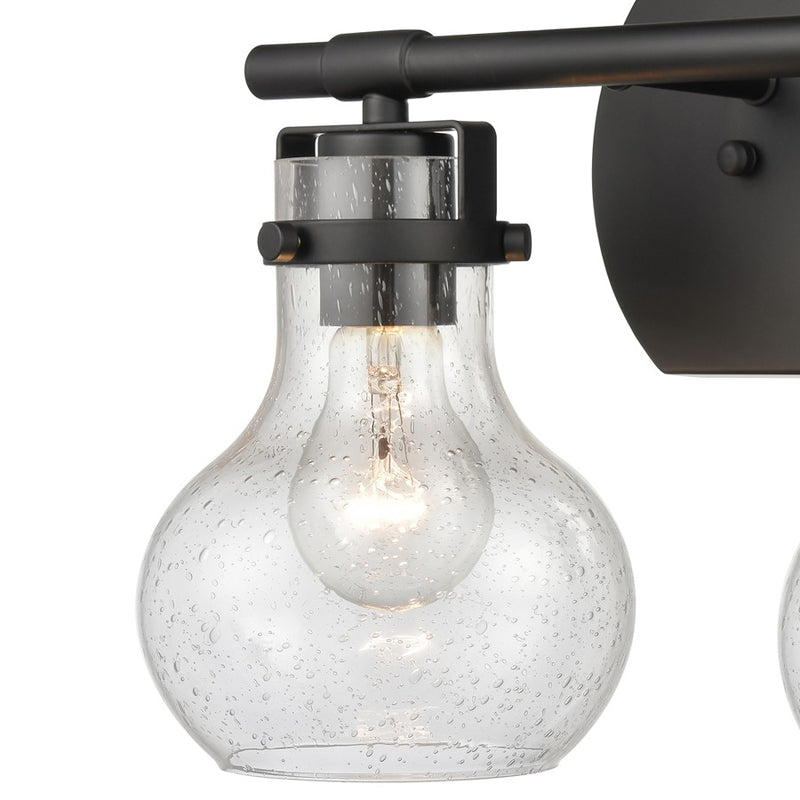 Atlas Lighting Salamanca 15.5'' Wide 2Lt Vanity Light, Black/Clear