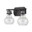 Atlas Lighting Salamanca 15.5'' Wide 2Lt Vanity Light, Black/Clear